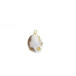 Natural seashell cameo handmade and set in silver 