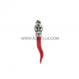 Jacket pin set in silver with coral 