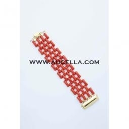 Bracelet cartier model with natural red coral and gold 