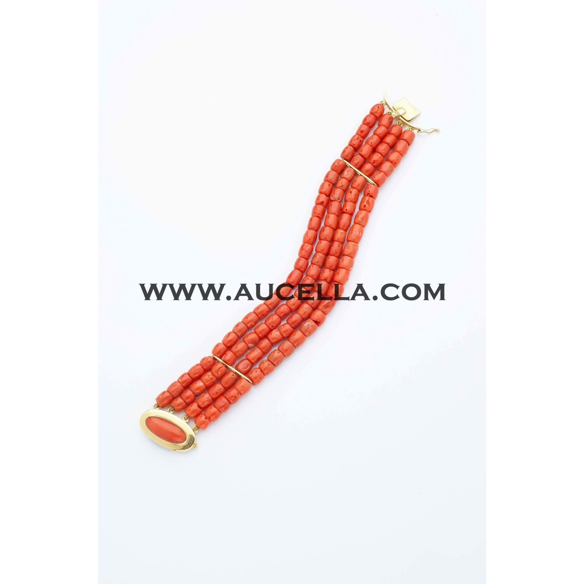 Bracciale in oro con corallo barilotti 