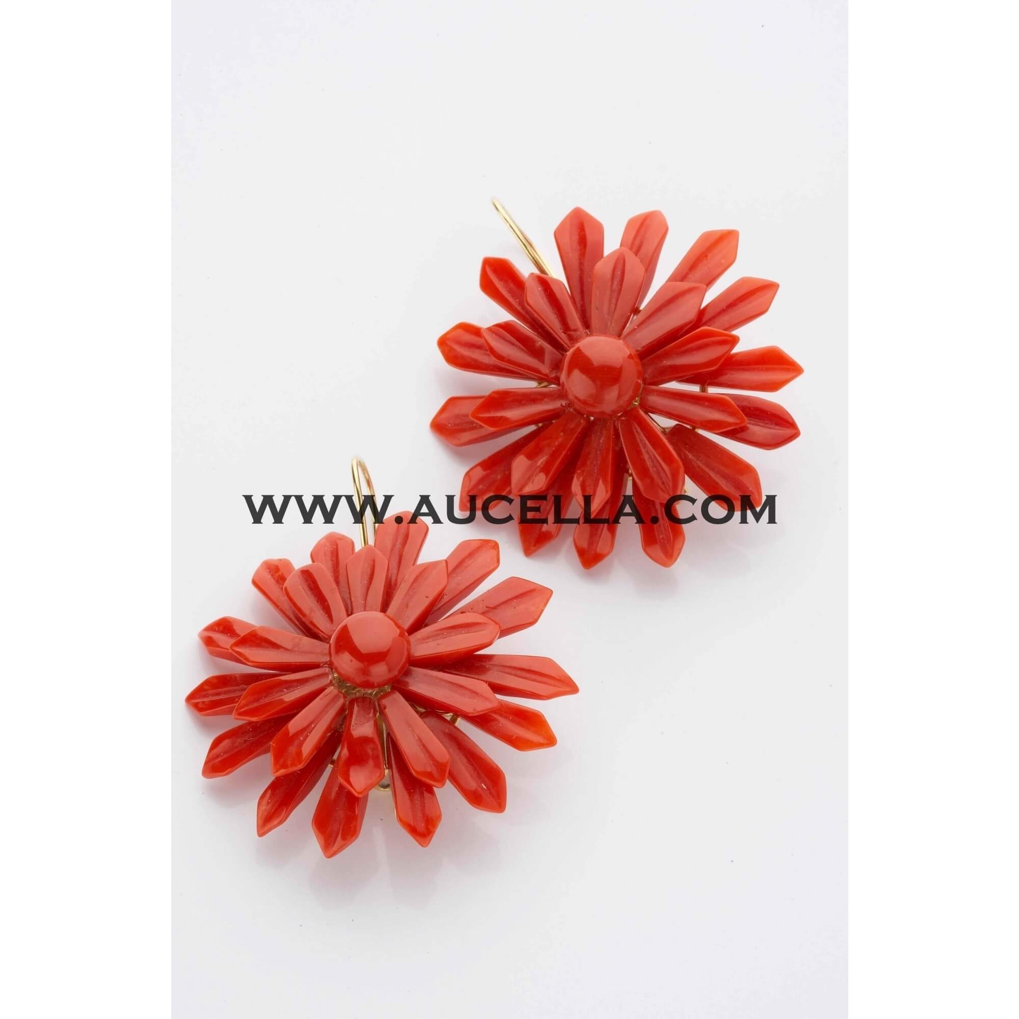 Coral flowers set in gold