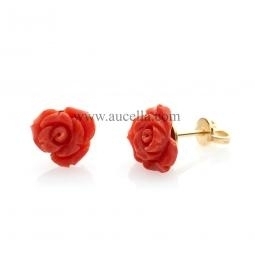 Orecchini con rose corallo rosso 10 mm