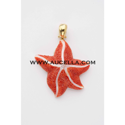 Pendant set in gold with coral starfish