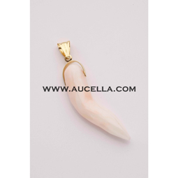 Ciondolo corno corallo rosa in oro giallo