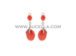 Gold earrings with coral and diamonds 