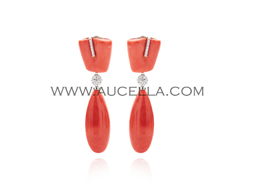 Earrings momo coral with gold and diamonds 