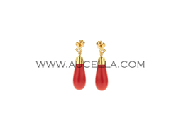 Coral drops set in gold 