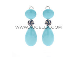 Earrings big drops set in gold with sapphires 