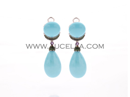Earrings set in gold with turquoise and stones