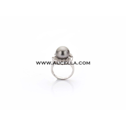 Anello con perla tahiti diamanti e oro 