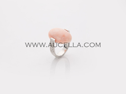 Anello corallo rosa con diamanti 