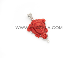 Coral carving set in gold 