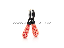 Earrings with pink coral ebony and silver