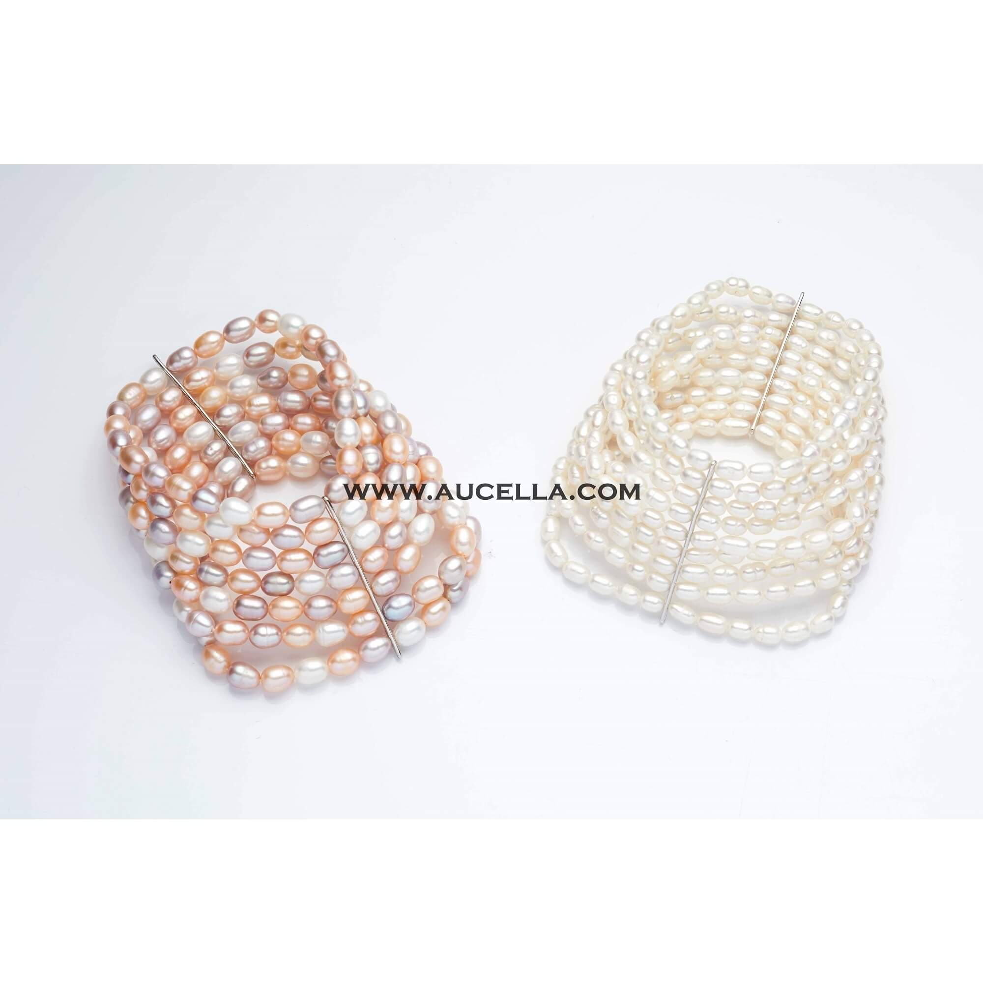 Bracciali perle multifilo bianchi e multicolor 